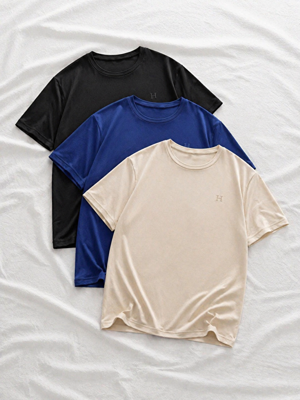 Comstar 3 Adet Erkek Yazlık Baskılı Slim Fit Kısa Kollu Tişört