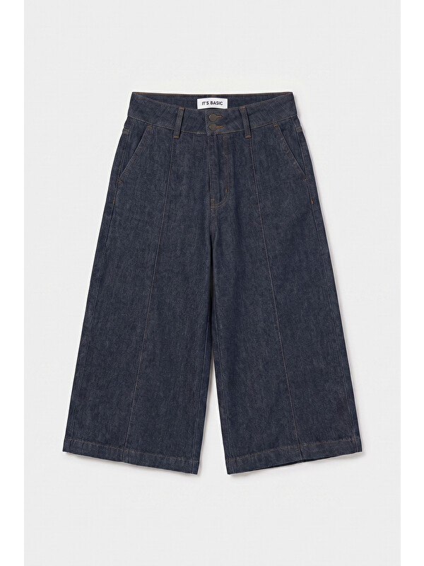 It's Basic Kadın İndigo Selvedge 7w6-50 Maxi Denim Bermuda Jort