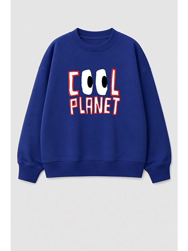 Monila Unisex Çocuk 3 İplik Kumaş Baskılı Pamuklu Sweatshirt