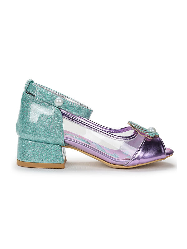 Deniz Kızı Şeffaf Burnu Açık Kız Çocuk Topuklu Abiye Ayakkabı - Görsel 4