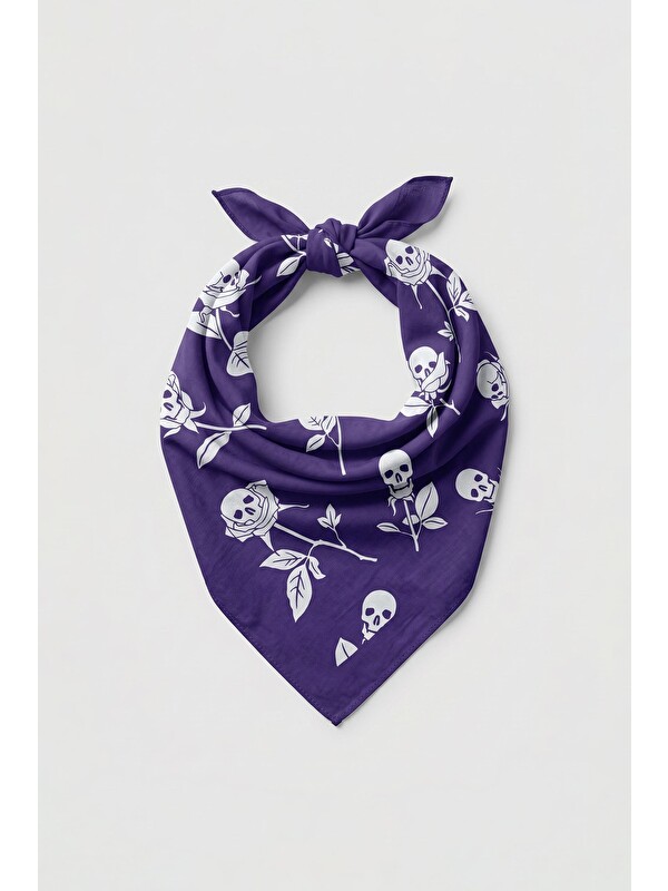 Abluka Online Unisex Kuru Kafa Gotik Desenli Bandana Mor