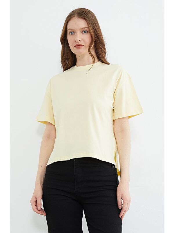 Fullamoda Basic Bisiklet Yaka Crop Tişört