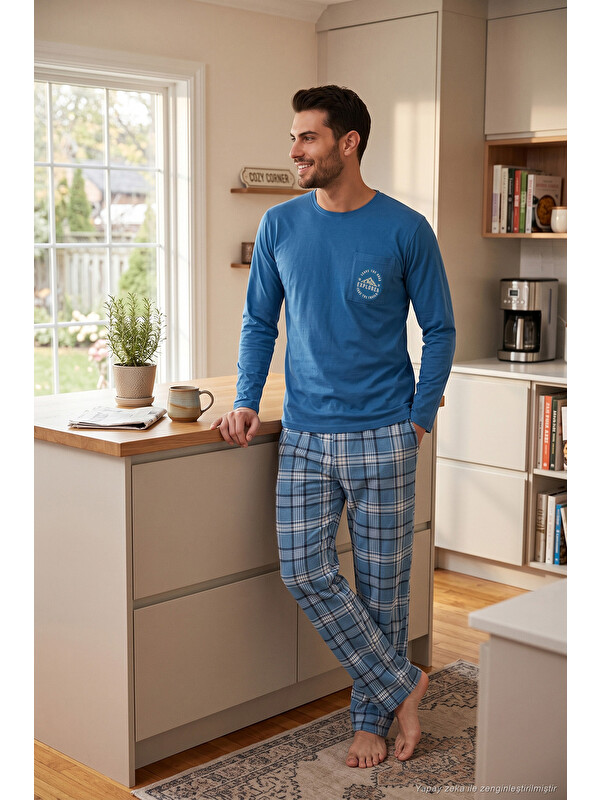 Buratti Ekoseli Pamuklu Bisiklet Yaka Pijama Takımı 6575007