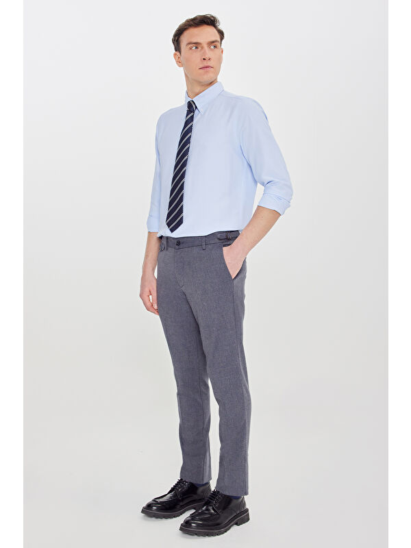 Altınyıldız Classics Erkek Koyu Mavi Slim Fit Dar Kesim Pamuklu Esnek Pantolon
