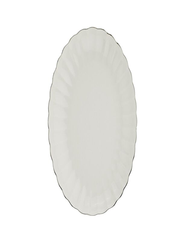 Kütahya Porselen Bone Luz Platin File Kayık Tabak 27x19cm Tekli
