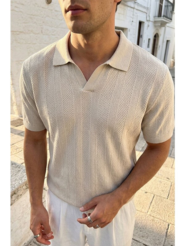 Livio Ferri Chapa Regular Fit Polo Yaka Erkek Kısa Kol Dokulu Triko Tişört
