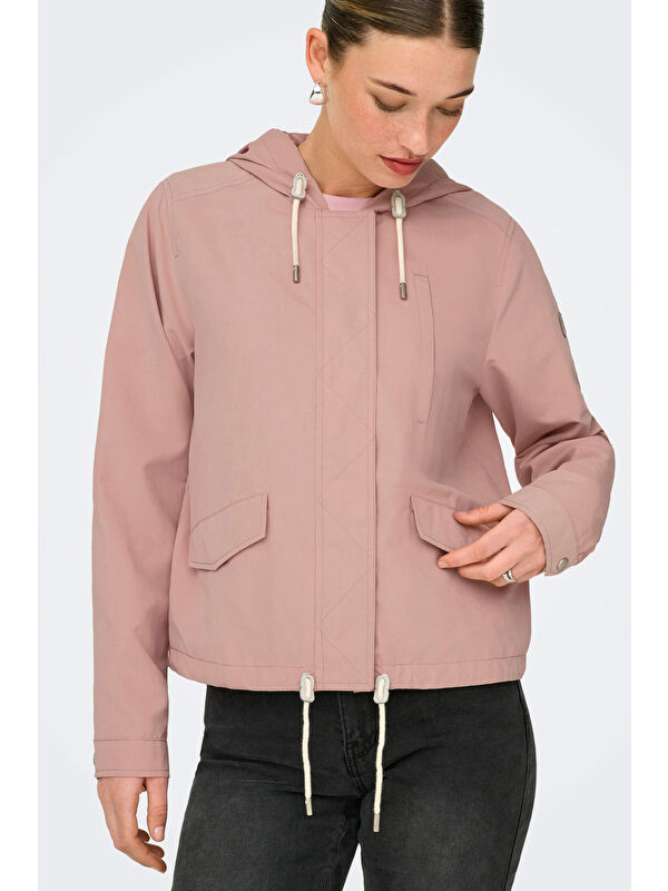 Only Onlskylar Büzgülü Regular Fit Kapüşonlu Mevsimlik Kadın Mont 15218613