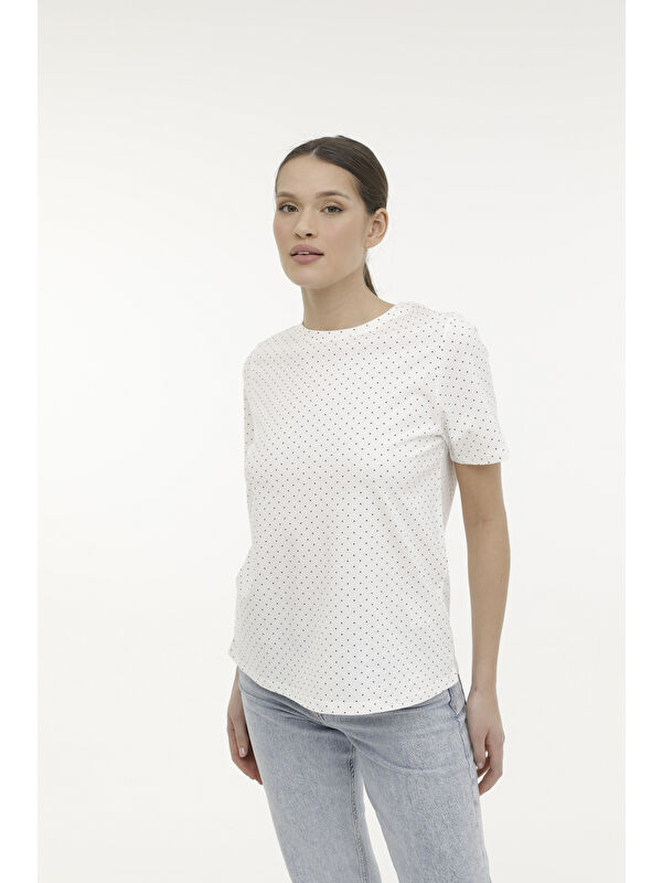 Kinetix WB ALLOVER 11MDK206 4FX Beyaz Kadın Kısa Kol T-Shirt