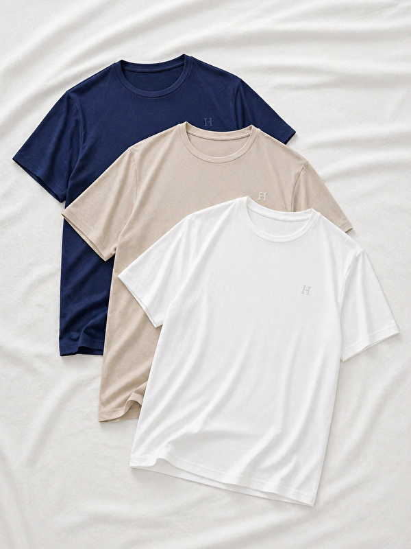 Comstar 3 Adet Erkek Yazlık Baskılı Slim Fit Kısa Kollu Tişört