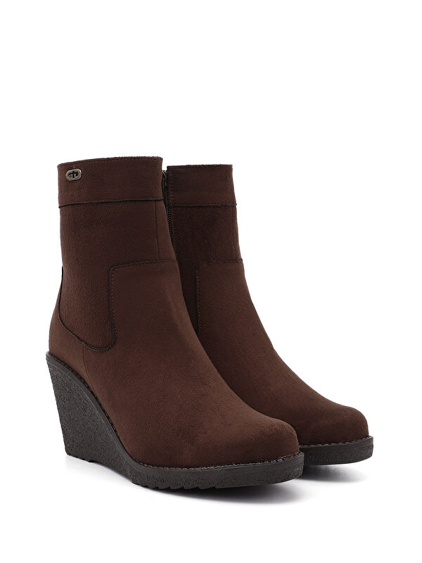 Kadın AÇIK KAHVERENGİ Fermuarlı Dolgu Topuklu Bot - Görsel 3