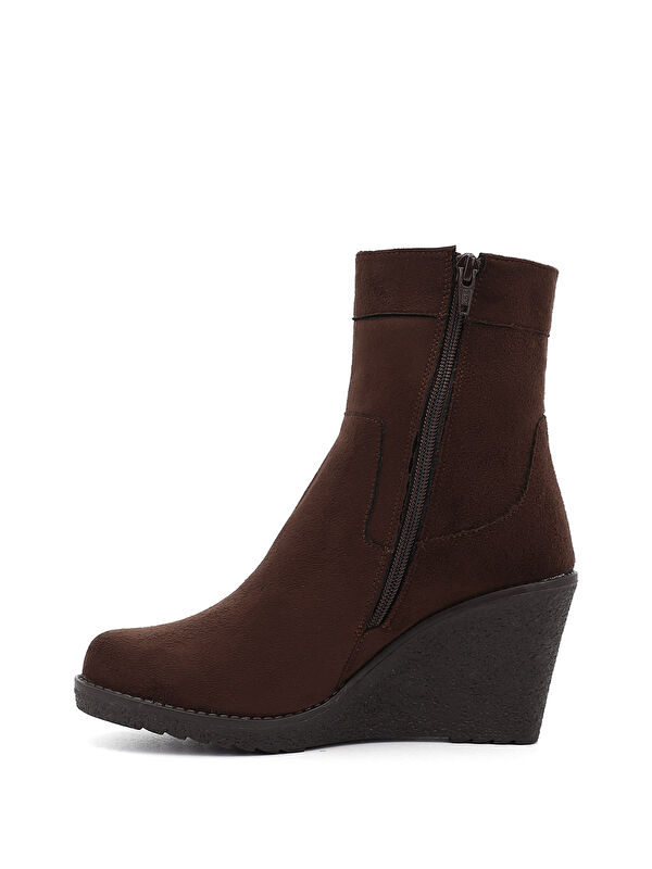 Kadın AÇIK KAHVERENGİ Fermuarlı Dolgu Topuklu Bot - Görsel 4