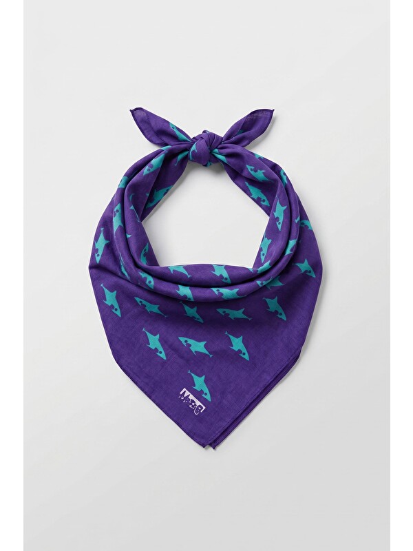 Abluka Online Unisex Köpek Balığı Desenli Bandana Mor
