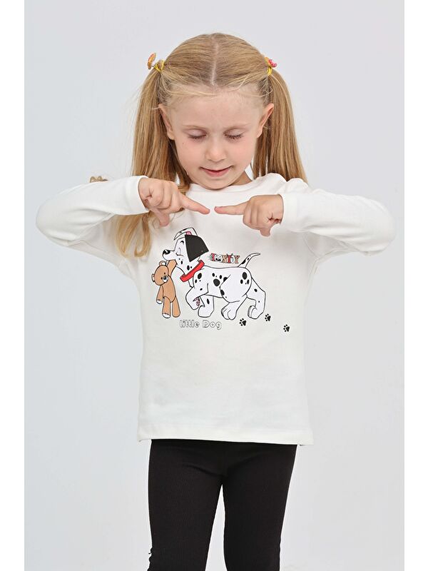 Toontoykids Kız Çocuk Köpekli Ayı Baskılı Sweatshirt