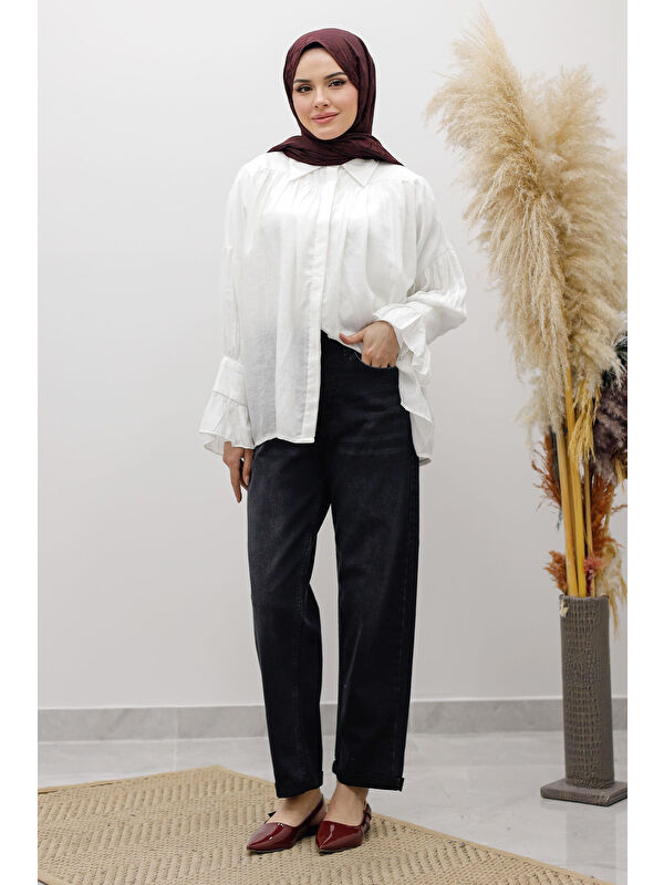 Tesettür Dünyası Mom Jean Pantolon TSD260123 Antrasit