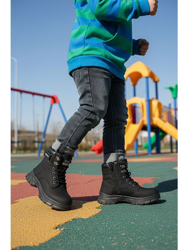 Ayakmod Bej Ayakmod İçi Polarli Kaymaz Taban Unisex Çocuk Bot 24035 F