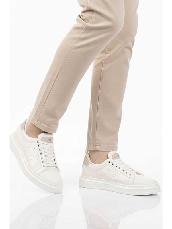 Ayakmod Beyaz Bağcıklı Cilt Hafif Esnek Erkek Sneaker 179 M