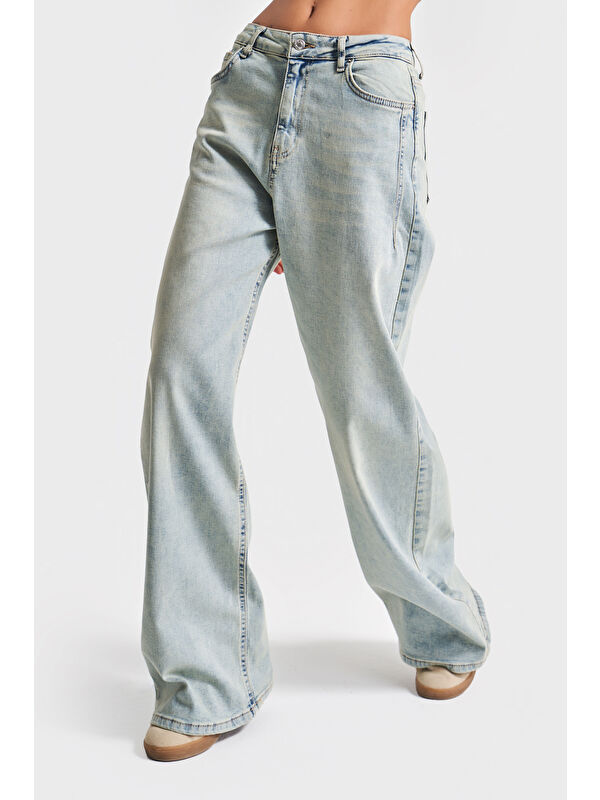 It's Basic Kadın Jean Rengi 4s5-32 Elastanlı Esnek Kumaş Büyük Beden Denim Jean