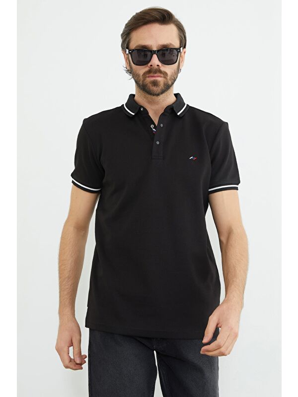 Fullamoda Nakışlı Yarım Çıtçıtlı Polo Yaka Tişört