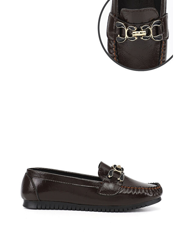 Gonderi(r) Kahverengi Gonderi(r) Taban Kadın Düz Tokalı Babet