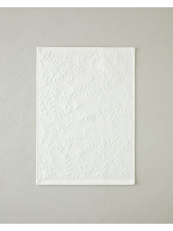 English Home Leafy Touch Pamuk Jakarlı Yüz Havlusu 50x80 cm Ekru