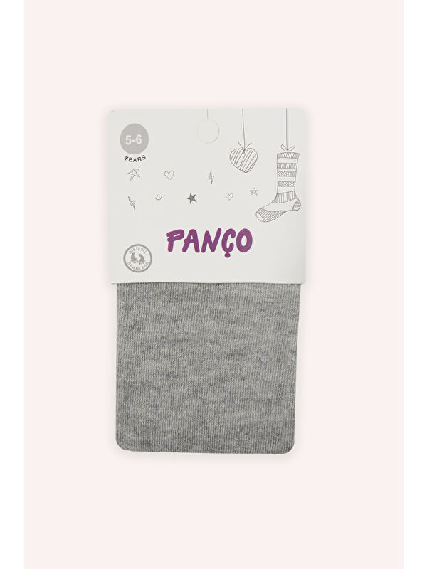 Panço Kız Çocuk Pamuklu Gri Külotlu Çorap