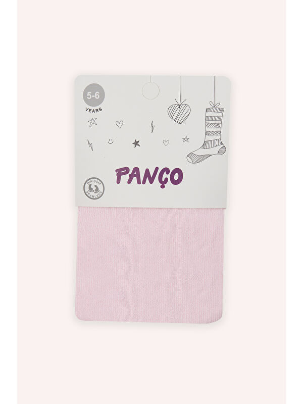 Panço Kız Çocuk Pamuklu Pembe Külotlu Çorap