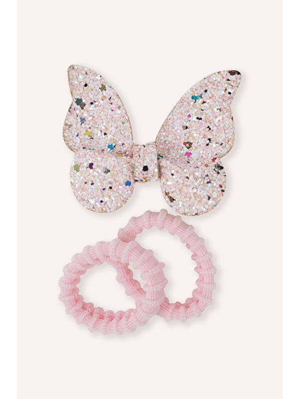 Panço Kız Çocuk Glitterlı Pembe Toka Seti