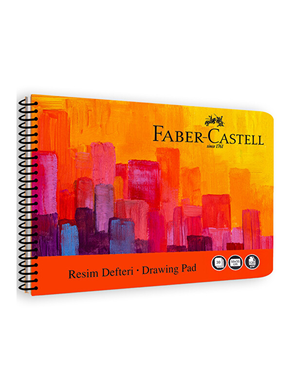 Faber-Castell 35x50 cm Art Karton Kapak Resim Defteri, 30 Yaprak, 120 gr Kaliteli Kağıt (Karma Renk Gönderilir)