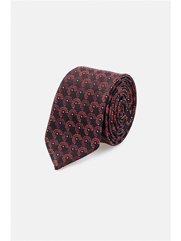 Süvari Bordo Baskılı Kravat