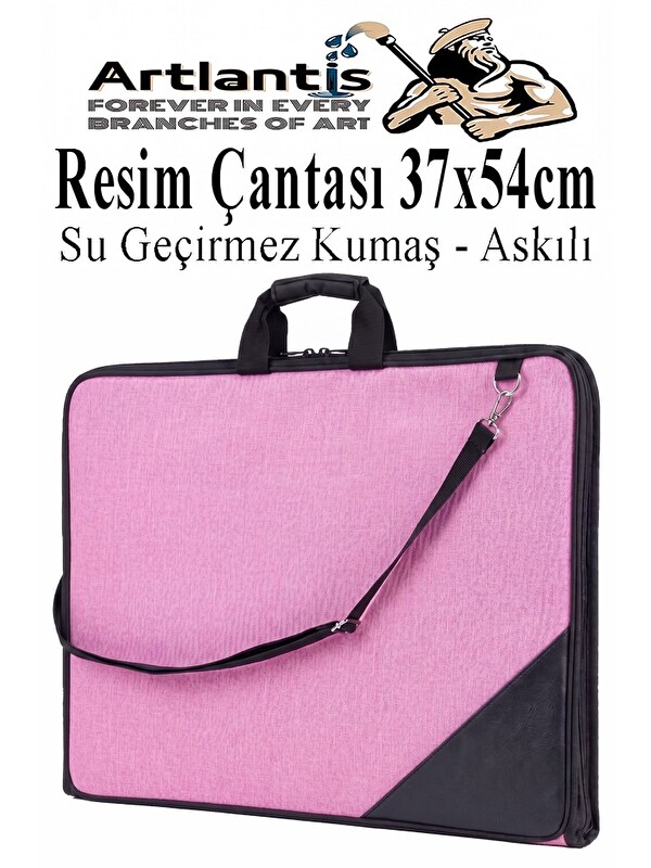 Artlantis Resim Çantası Kumaş 37x54 cm 1 Adet Teknik Resim Dosya Çantası 35x50 cm Askılı Bez Proje Çantası Fer