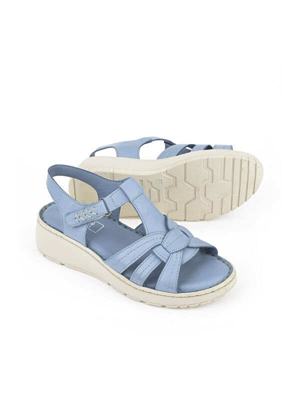 Kadın Hakiki Deri Sandalet 1511048Z501 Jean - Görsel 3