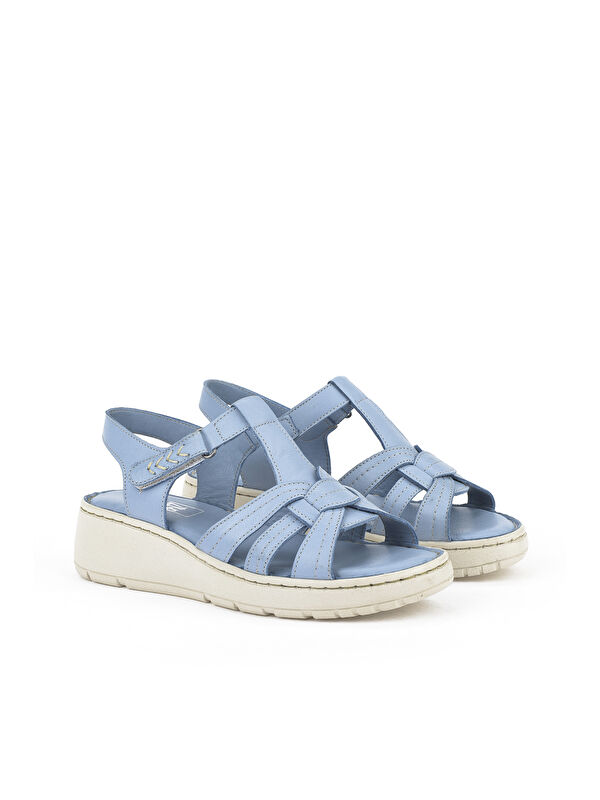 Kadın Hakiki Deri Sandalet 1511048Z501 Jean - Görsel 5