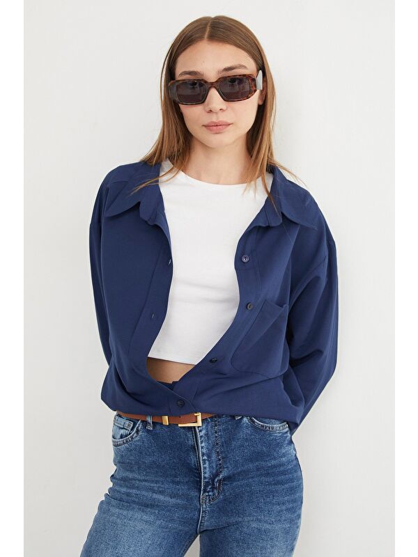 Fullamoda Basic Tek Cepli Oversize Gömlek