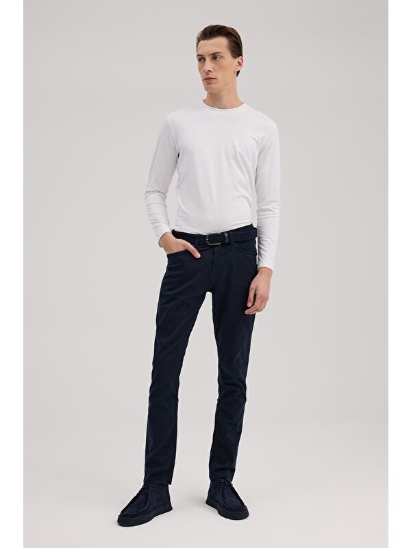 JAKAMEN Lacivert Slim Fit Spor Kanvas Pantolon