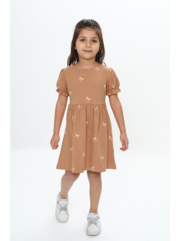 Toontoykids Kız Çocuk Mini Fiyonk Baskılı Elbise
