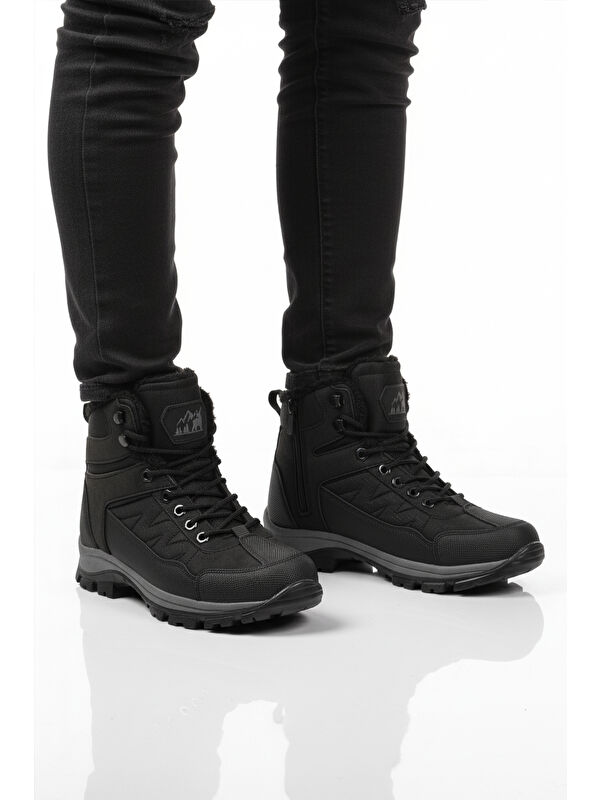 Ayakmod Siyah Ayakmod İçi Kürklü Soğuğa Dirençli Kaymaz Taban Unisex Outdoor Bot 980 G
