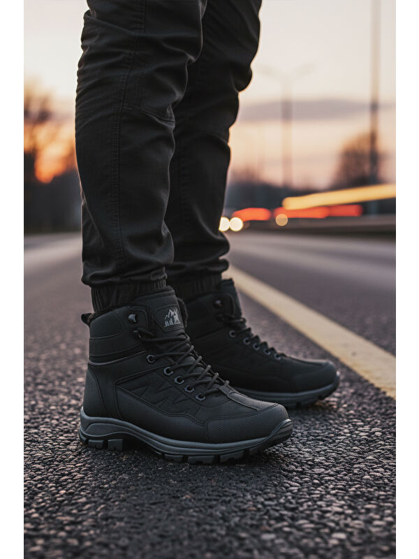 Ayakmod Siyah Ayakmod İçi Kürklü Soğuğa Dirençli Kaymaz Taban Unisex Outdoor Bot 980 G