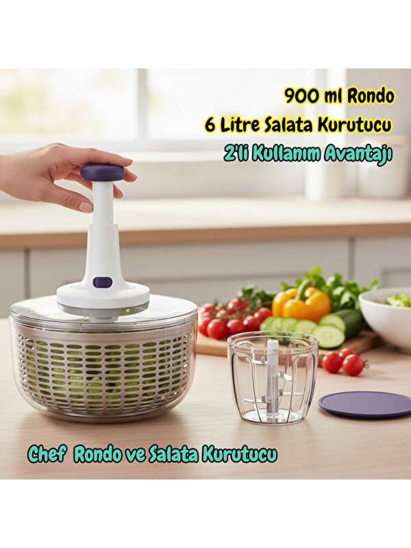 Technow Vip Ahmet VP-907 900 ml Chef Rondo & 6 Litre Salata Kurutucu