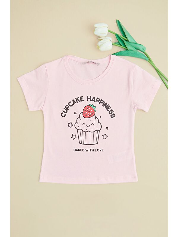 Fullamoda Cupcake Happıness Baskılı Kız Çocuk Tişört