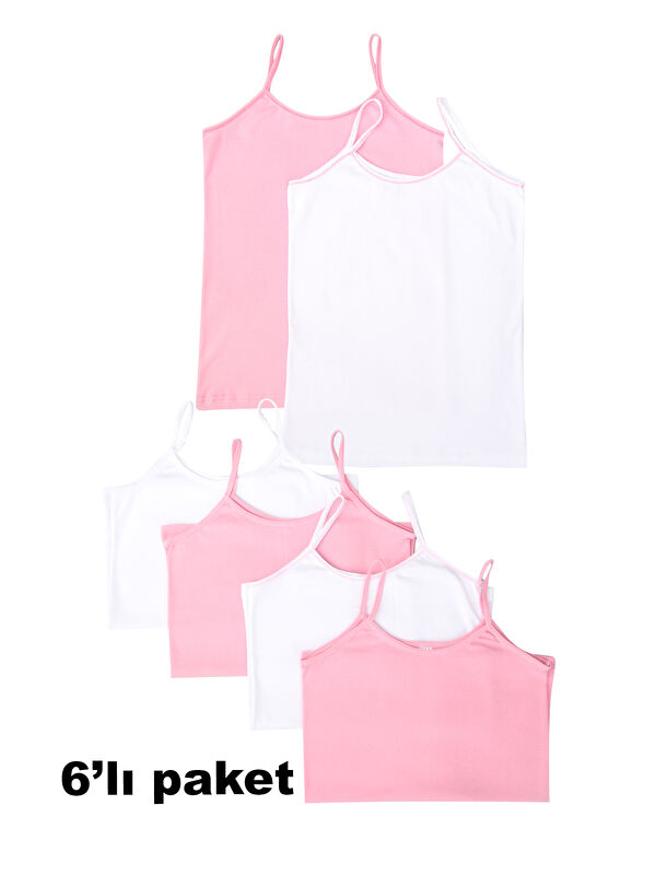 Domikids Kız Çocuk %100 Pamuk Ribana Atlet 6'Lı Paket