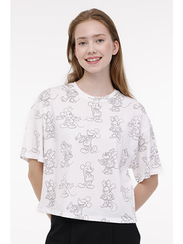 Lumberjack WL MINNIE 11GFL985 4FX Ekru Kadın Kısa Kol T-Shirt