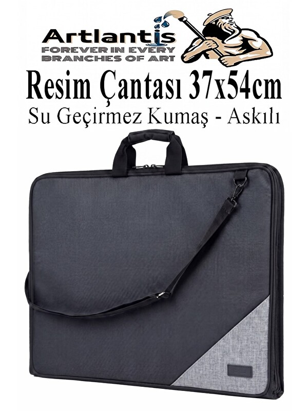 Artlantis Resim Çantası Kumaş 37x54 cm 1 Adet Teknik Resim Dosya Çantası 35x50 cm Askılı Bez Proje Çantası Fer