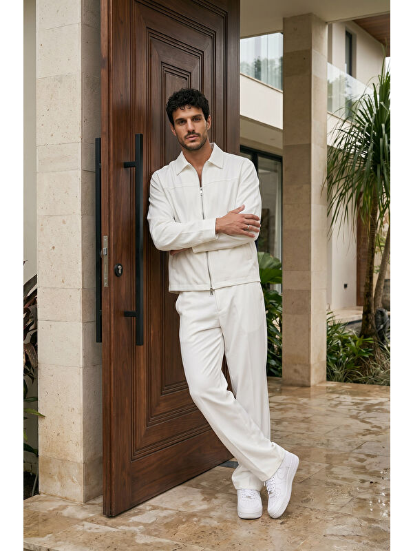 Livio Ferri Artigas Premium Fermuarlı Düz Basic Ceket Pantolon Erkek Takım Relax Kalıp