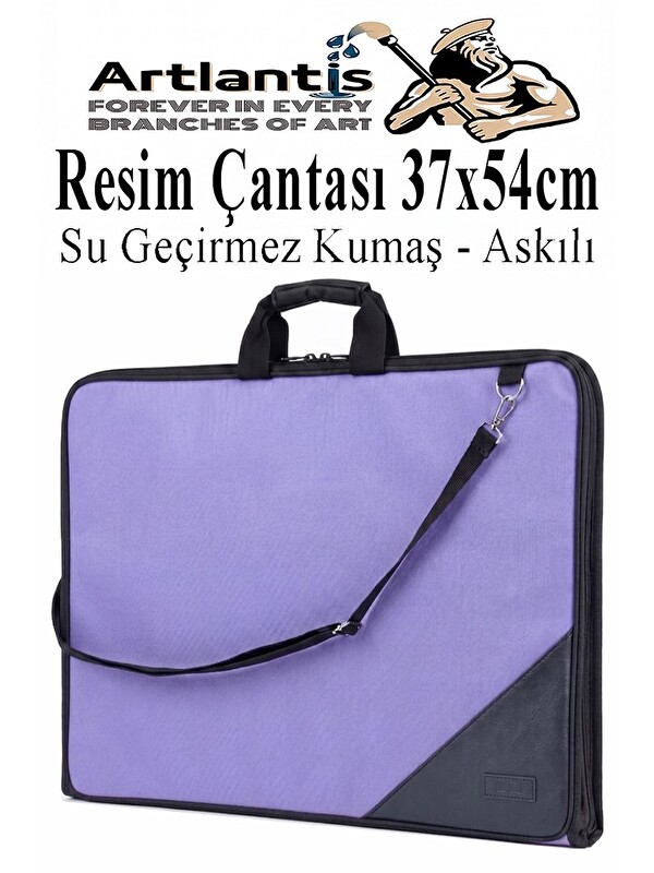 Artlantis Resim Çantası Kumaş 37x54 cm 1 Adet Teknik Resim Dosya Çantası 35x50 cm Askılı Bez Proje Çantası Fer
