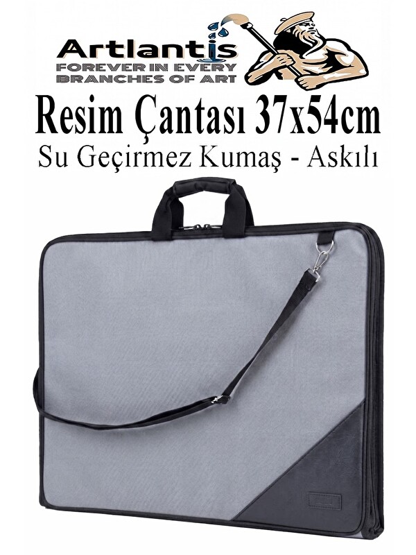 Artlantis Resim Çantası Kumaş 37x54 cm 1 Adet Teknik Resim Dosya Çantası 35x50 cm Askılı Bez Proje Çantası Fer