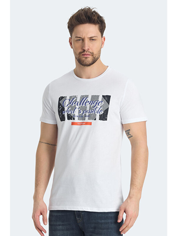 SLAZENGER RATAN Erkek Baskılı Beyaz Tişört