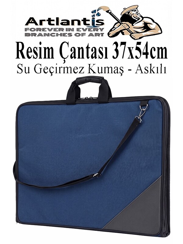 Artlantis Resim Çantası Kumaş 37x54 cm 1 Adet Teknik Resim Dosya Çantası 35x50 cm Askılı Bez Proje Çantası Fer