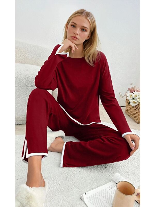 carla10 Relax Fit Süprem Pijama Takım Bordo