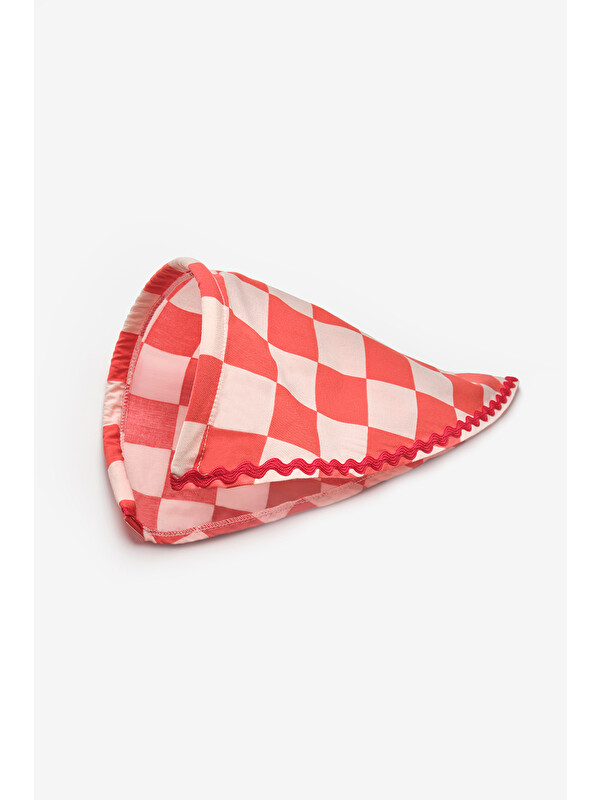 Le Mabelle Kırmızı Dama Desenli Kız Çocuk Üçgen Fular Bandana