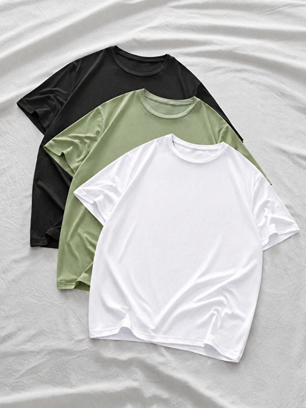 Comstar 3 Adet Erkek Yazlık Basic Kısa Kollu Oversize Tişört